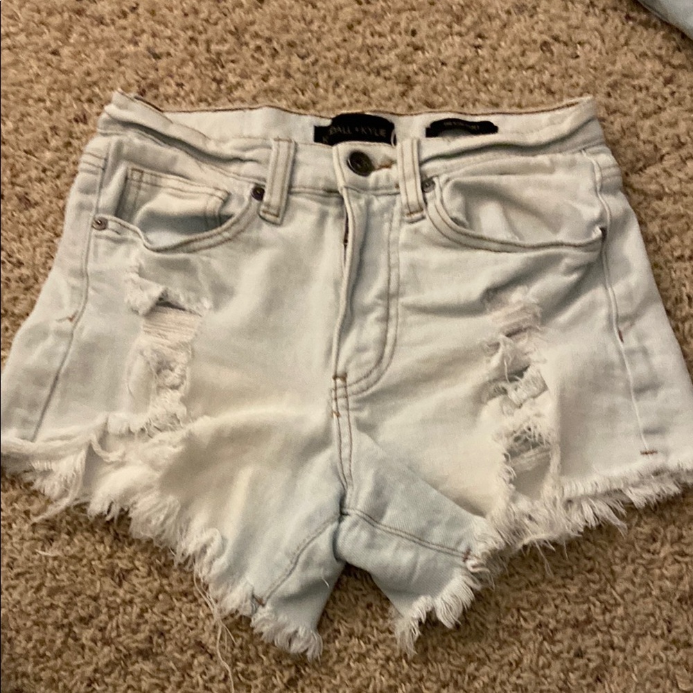Kendall and Kylie  Blue Jean Shorts Distressed High-Waisted